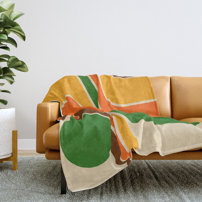 1970s Retro Vintage Style Geometric Design 743 Scandi Throw Blanket