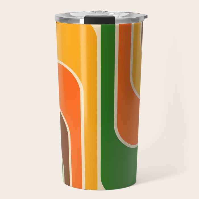 1970s Retro Vintage Style Geometric Design 743 Scandi Travel Mug