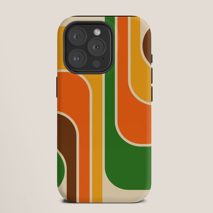 1970s Retro Vintage Style Geometric Design 743 Scandi iPhone Case