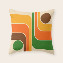 1970s Retro Vintage Style Geometric Design 743 Scandi Throw Pillow
