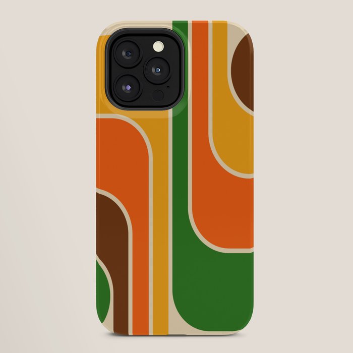 1970s Retro Vintage Style Geometric Design 743 Scandi iPhone Case