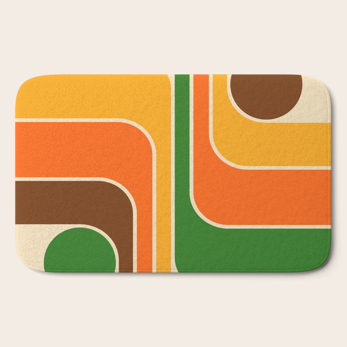 1970s Retro Vintage Style Geometric Design 743 Scandi Bath Mat