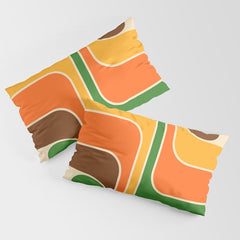 1970s Retro Vintage Style Geometric Design 743 Scandi Pillow Sham