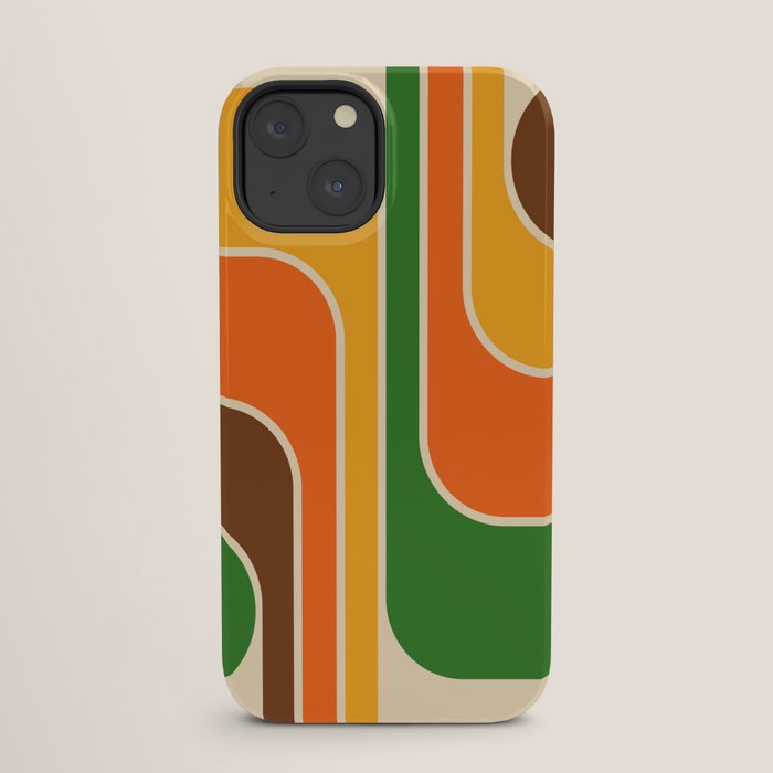 1970s Retro Vintage Style Geometric Design 743 Scandi iPhone Case