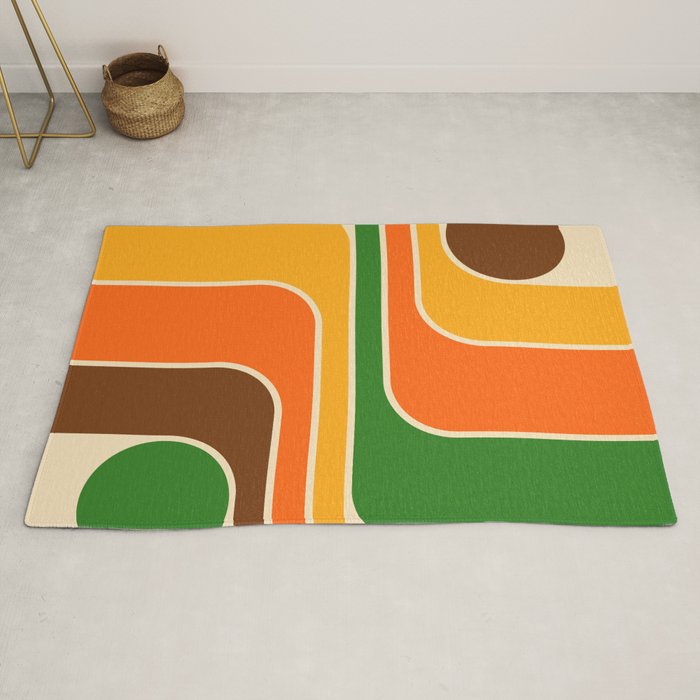 1970s Retro Vintage Style Geometric Design 743 Scandi Rug