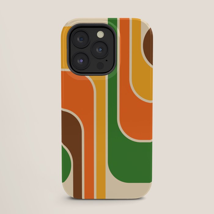 1970s Retro Vintage Style Geometric Design 743 Scandi iPhone Case