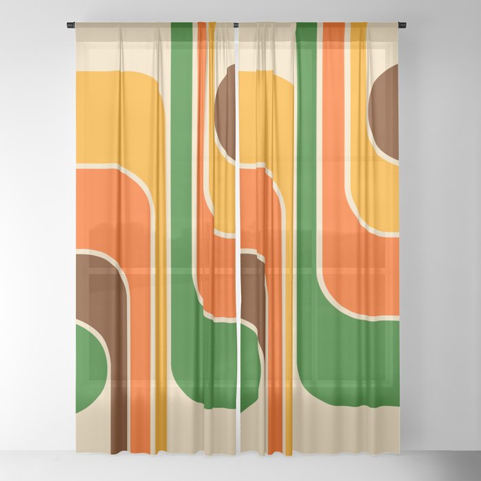 1970s Retro Vintage Style Geometric Design 743 Scandi Window Curtain