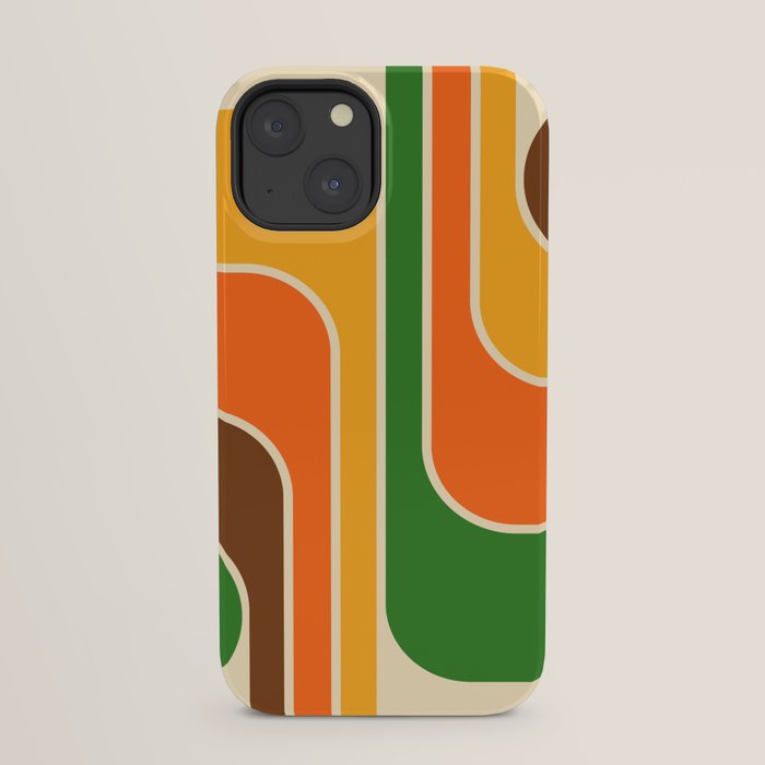 1970s Retro Vintage Style Geometric Design 743 Scandi iPhone Case