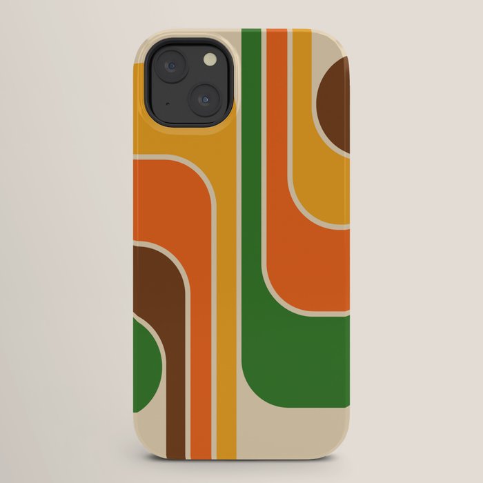 1970s Retro Vintage Style Geometric Design 743 Scandi iPhone Case
