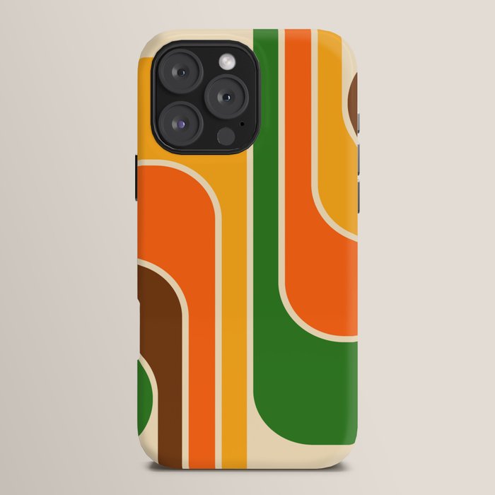 1970s Retro Vintage Style Geometric Design 743 Scandi iPhone Case