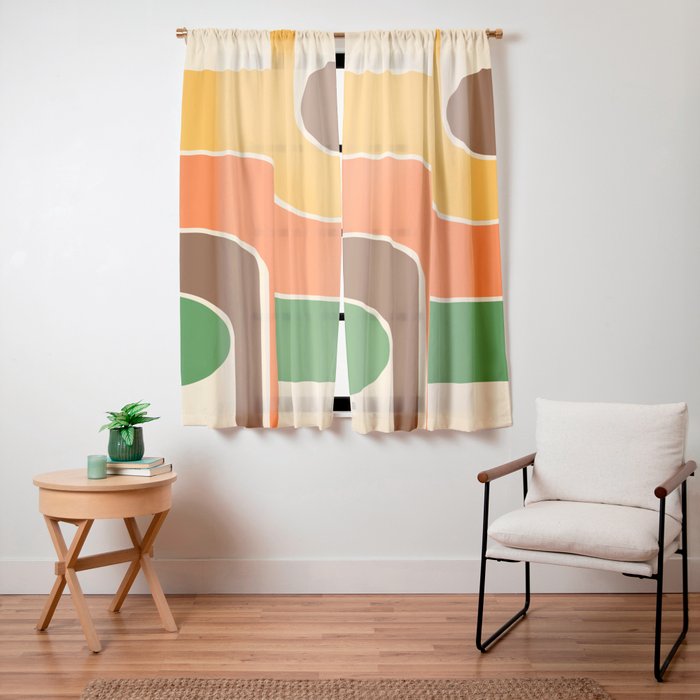 1970s Retro Vintage Style Geometric Design 743 Scandi Window Curtain