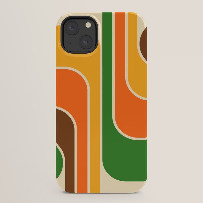 1970s Retro Vintage Style Geometric Design 743 Scandi iPhone Case