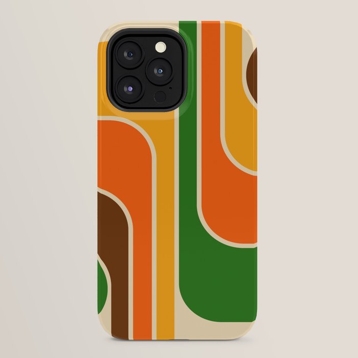 1970s Retro Vintage Style Geometric Design 743 Scandi iPhone Case