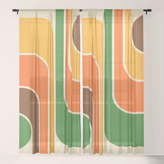 1970s Retro Vintage Style Geometric Design 743 Scandi Window Curtain