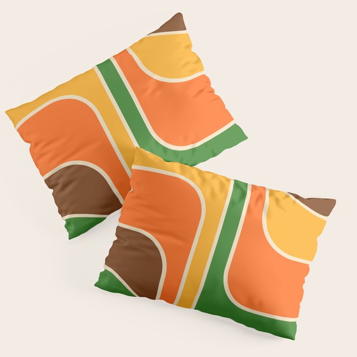 1970s Retro Vintage Style Geometric Design 743 Scandi Pillow Sham