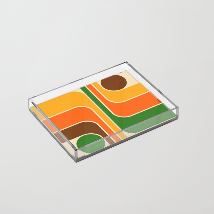 1970s Retro Vintage Style Geometric Design 743 Scandi Acrylic Tray
