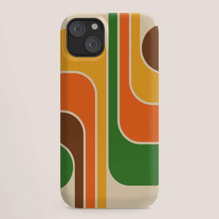 1970s Retro Vintage Style Geometric Design 743 Scandi iPhone Case