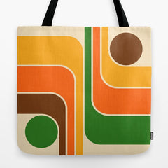 1970s Retro Vintage Style Geometric Design 743 Scandi Tote Bag