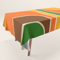 1970s Retro Vintage Style Geometric Design 743 Scandi Tablecloth