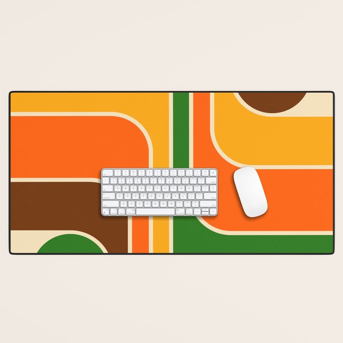 1970s Retro Vintage Style Geometric Design 743 Scandi Desk Mat