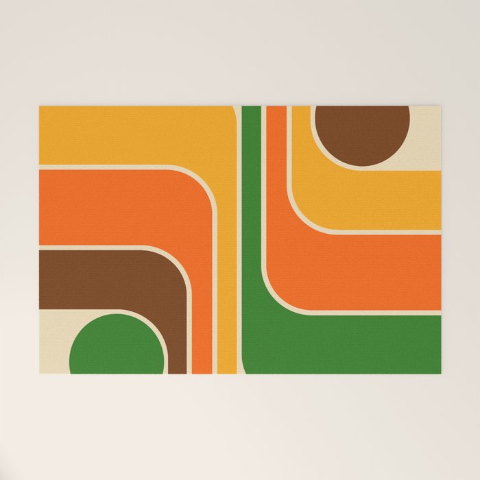 1970s Retro Vintage Style Geometric Design 743 Scandi Welcome Mat