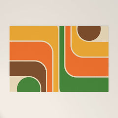 1970s Retro Vintage Style Geometric Design 743 Scandi Welcome Mat