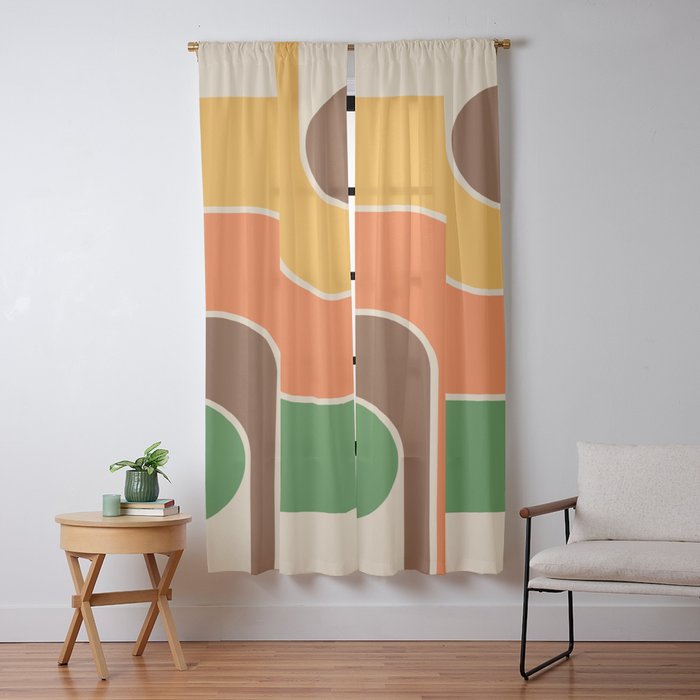1970s Retro Vintage Style Geometric Design 743 Scandi Window Curtain