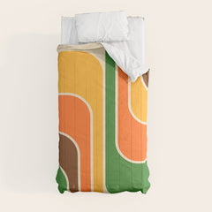 1970s Retro Vintage Style Geometric Design 743 Scandi Comforter