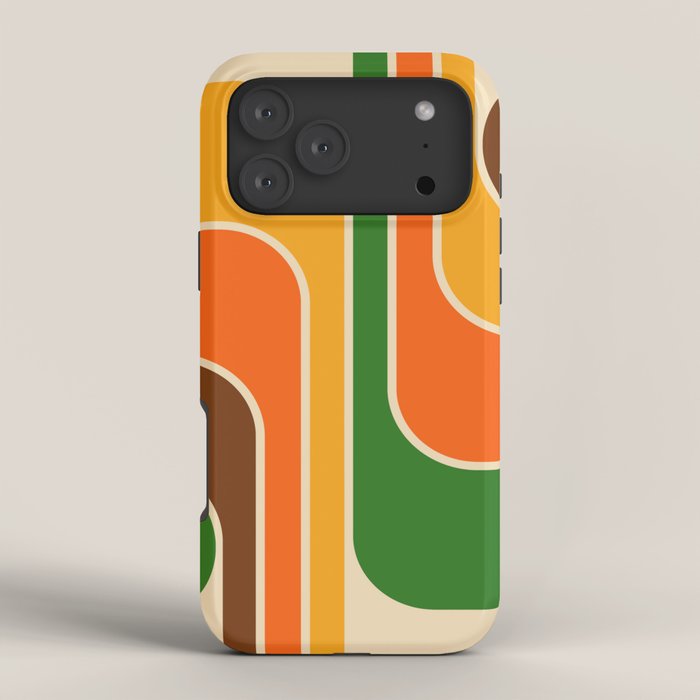 1970s Retro Vintage Style Geometric Design 743 Scandi iPhone Case