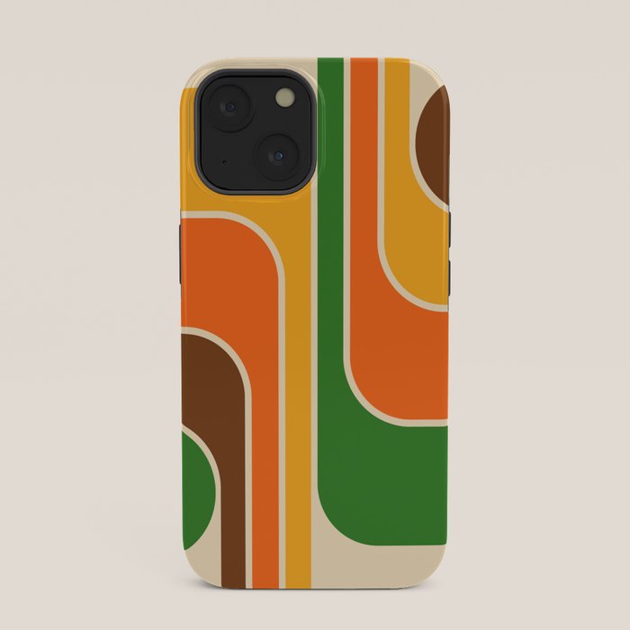 1970s Retro Vintage Style Geometric Design 743 Scandi iPhone Case