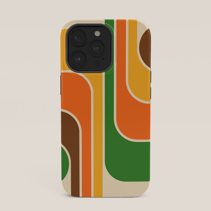 1970s Retro Vintage Style Geometric Design 743 Scandi iPhone Case