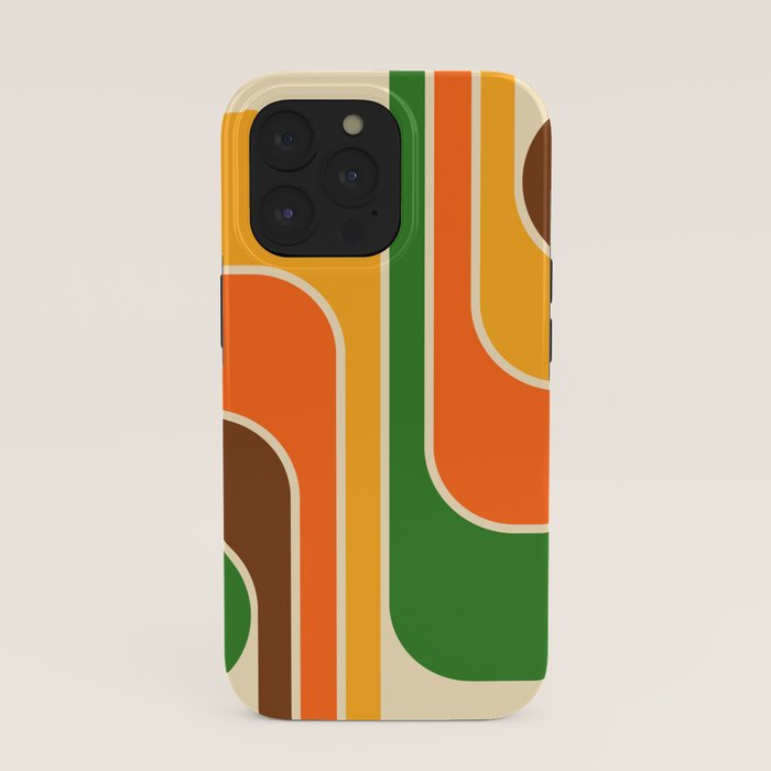 1970s Retro Vintage Style Geometric Design 743 Scandi iPhone Case