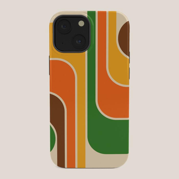 1970s Retro Vintage Style Geometric Design 743 Scandi iPhone Case