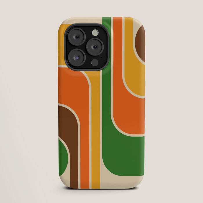 1970s Retro Vintage Style Geometric Design 743 Scandi iPhone Case