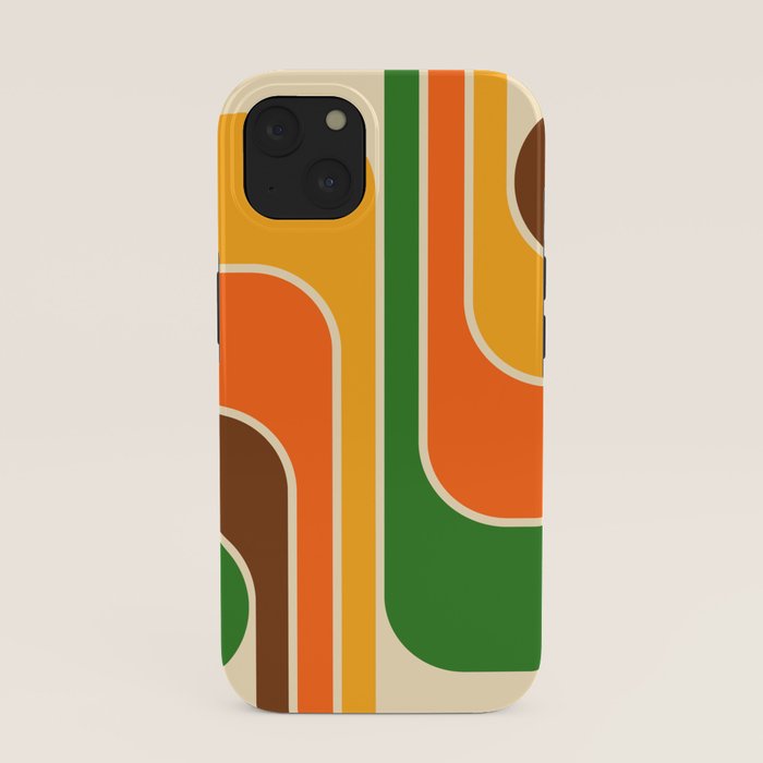 1970s Retro Vintage Style Geometric Design 743 Scandi iPhone Case