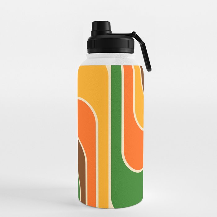 1970s Retro Vintage Style Geometric Design 743 Scandi Water Bottle