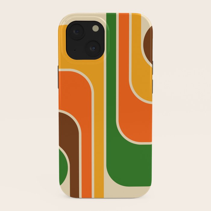 1970s Retro Vintage Style Geometric Design 743 Scandi iPhone Case