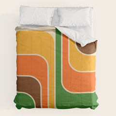 1970s Retro Vintage Style Geometric Design 743 Scandi Comforter