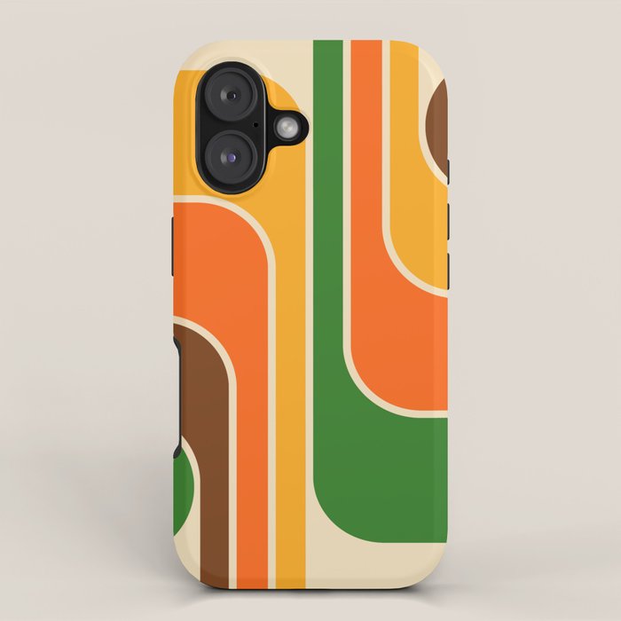 1970s Retro Vintage Style Geometric Design 743 Scandi iPhone Case