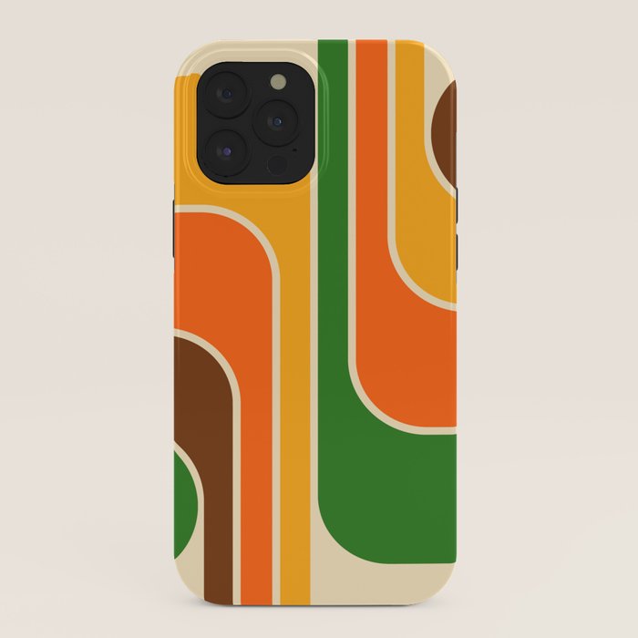 1970s Retro Vintage Style Geometric Design 743 Scandi iPhone Case
