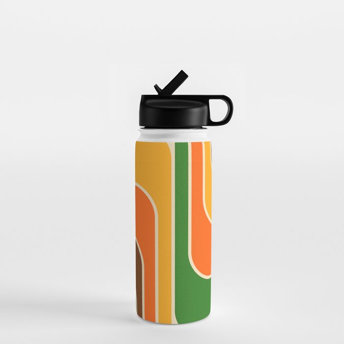 1970s Retro Vintage Style Geometric Design 743 Scandi Water Bottle