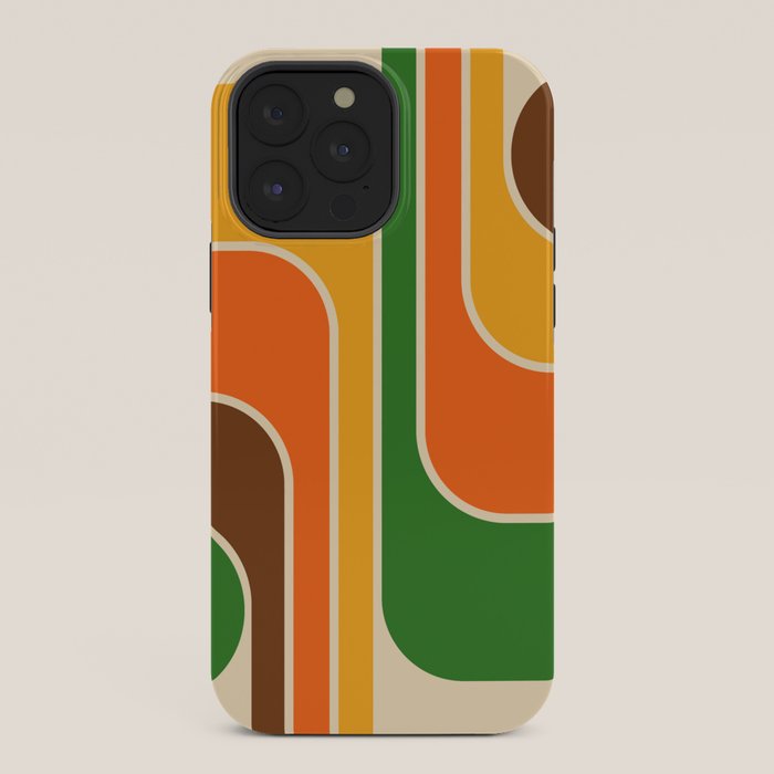 1970s Retro Vintage Style Geometric Design 743 Scandi iPhone Case