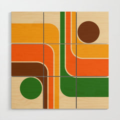 1970s Retro Vintage Style Geometric Design 743 Scandi Wood Wall Art
