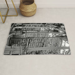 A Book Lover's Dream - Cincinnati Public Library black and white photographs / black and white photo Rug