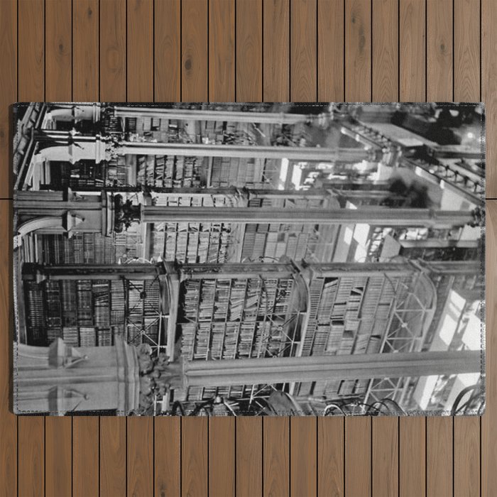 A Book Lover's Dream - Cincinnati Public Library black and white photographs / black and white photo Outdoor Rug