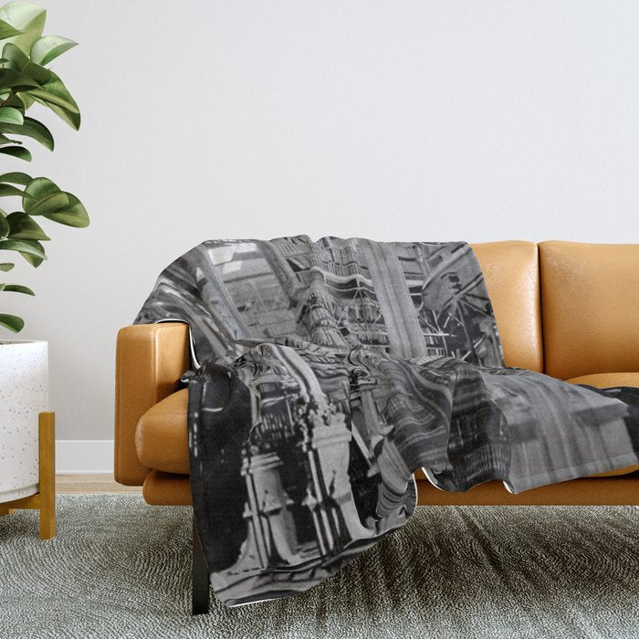 A Book Lover's Dream - Cincinnati Public Library black and white photographs / black and white photo Throw Blanket