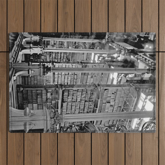 A Book Lover's Dream - Cincinnati Public Library black and white photographs / black and white photo Outdoor Rug