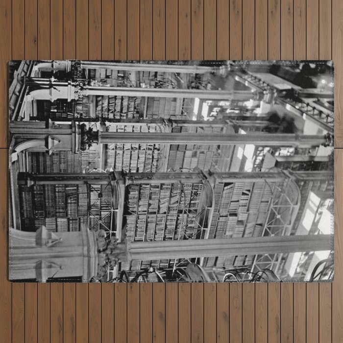 A Book Lover's Dream - Cincinnati Public Library black and white photographs / black and white photo Outdoor Rug