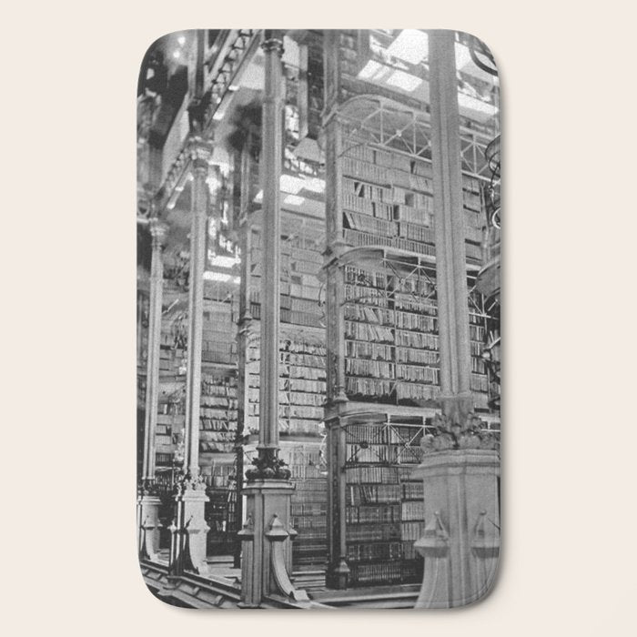 A Book Lover's Dream - Cincinnati Public Library black and white photographs / black and white photo Bath Mat