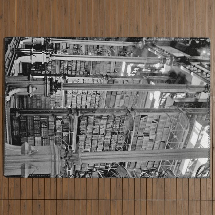 A Book Lover's Dream - Cincinnati Public Library black and white photographs / black and white photo Outdoor Rug